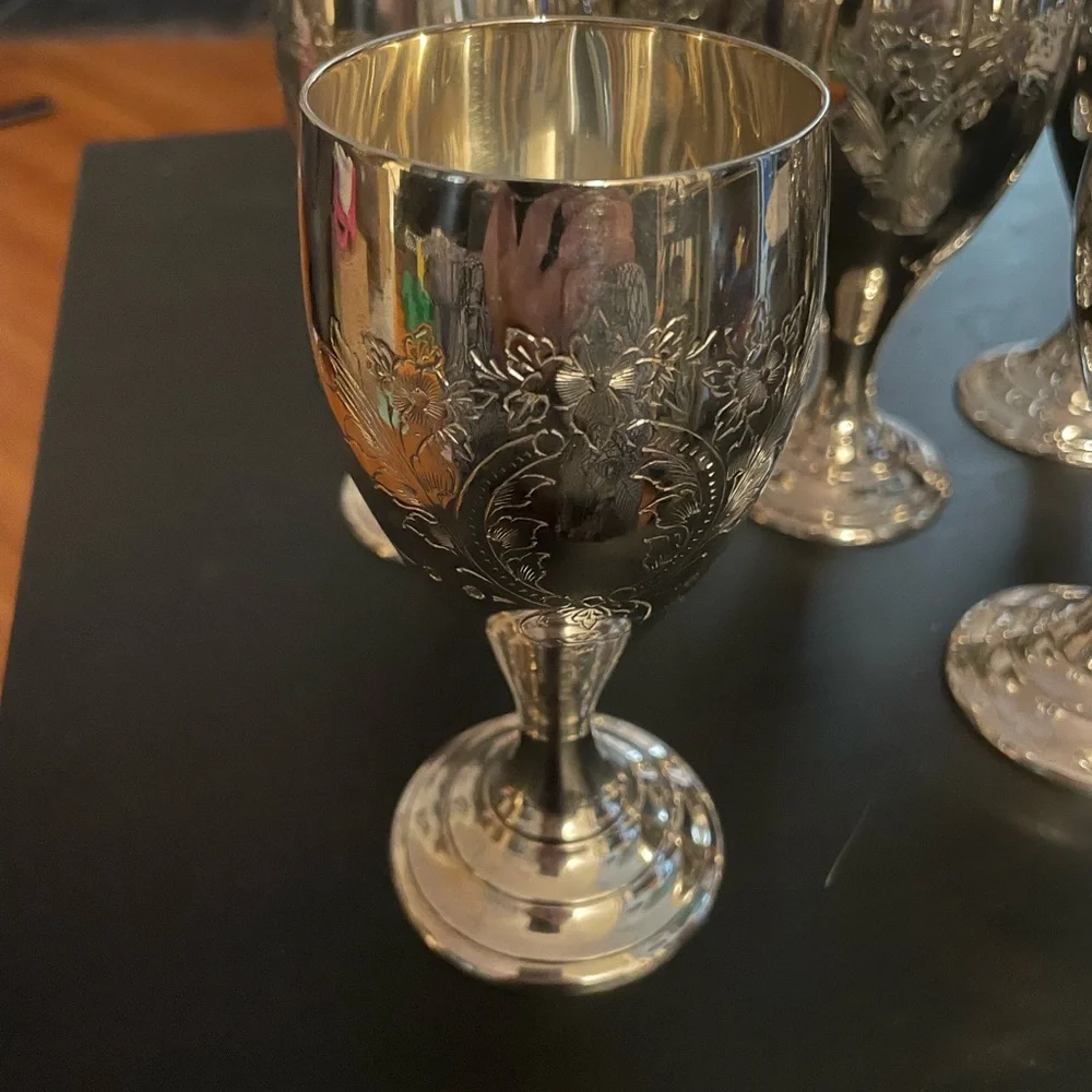 Vintage Silver Plated Wine Goblets - Picture 4 of 7
